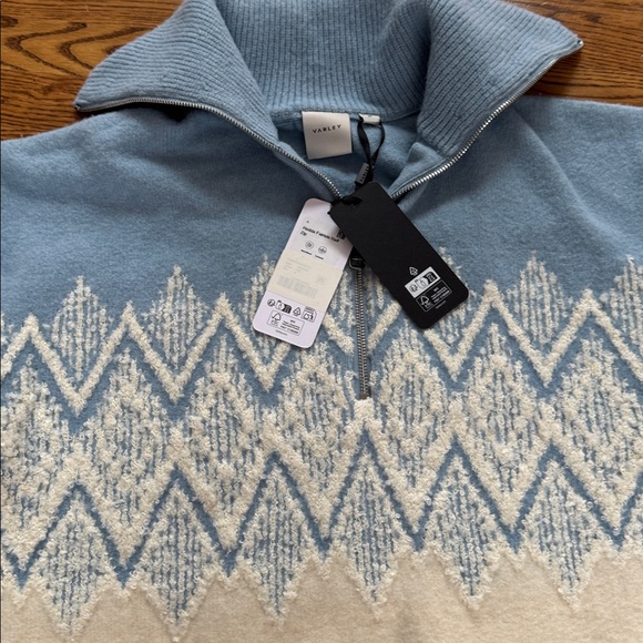 Varley Hedda Fairisle Blue and White Zip-Up sweater - Picture 3 of 3